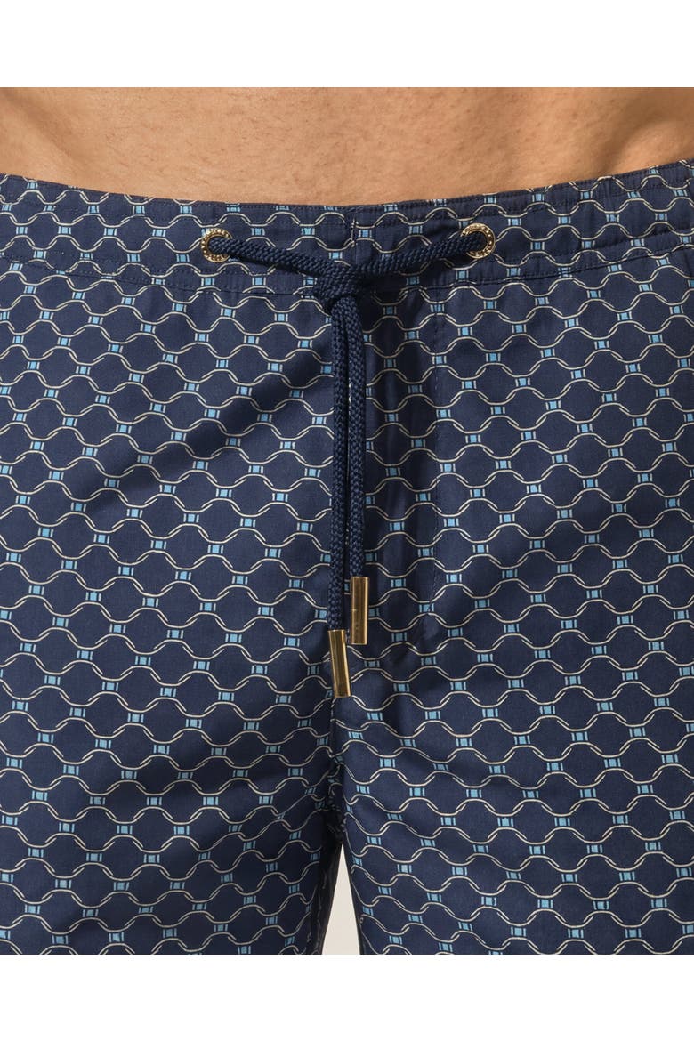 Bulldog Drawcord Printed Tessoro Swim Shorts, Alternate, color, LAGO BLUE