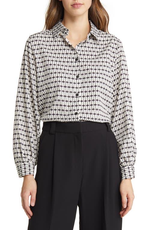 NIKKI LUND Leross Geo Print Button-Up Shirt in Black 