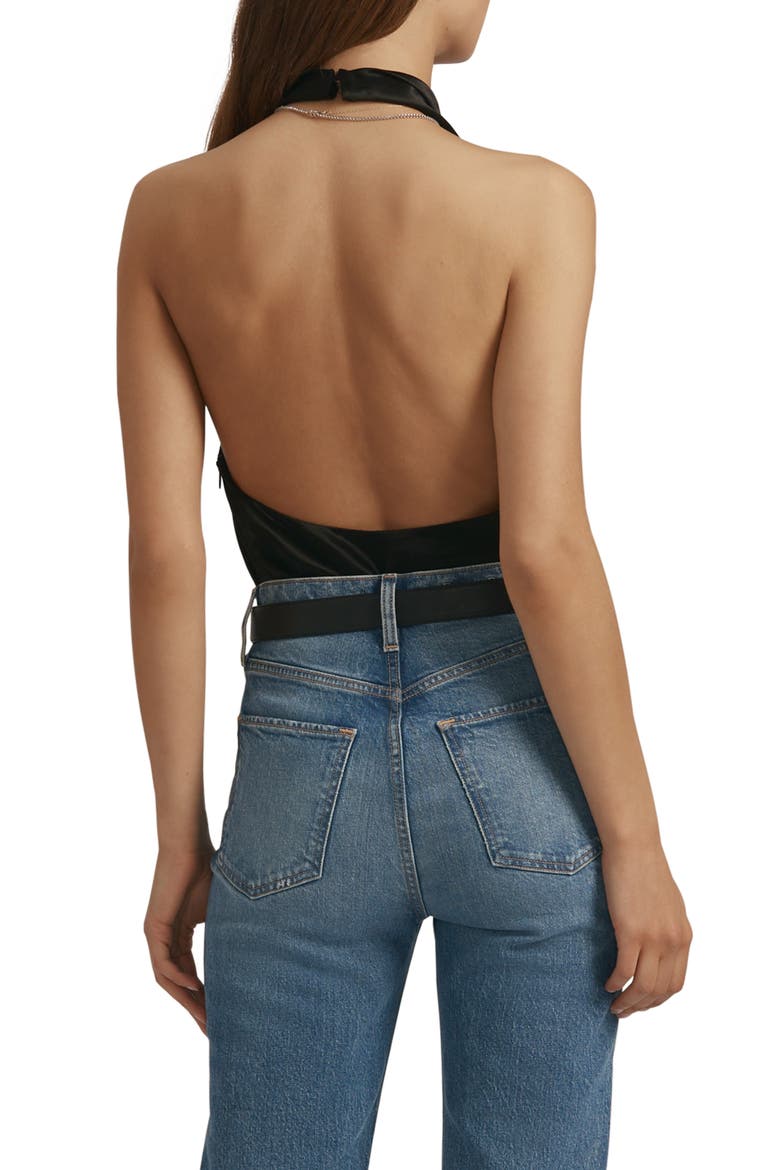 The Ladies Night Satin Halter Top, Alternate, color, BLACK