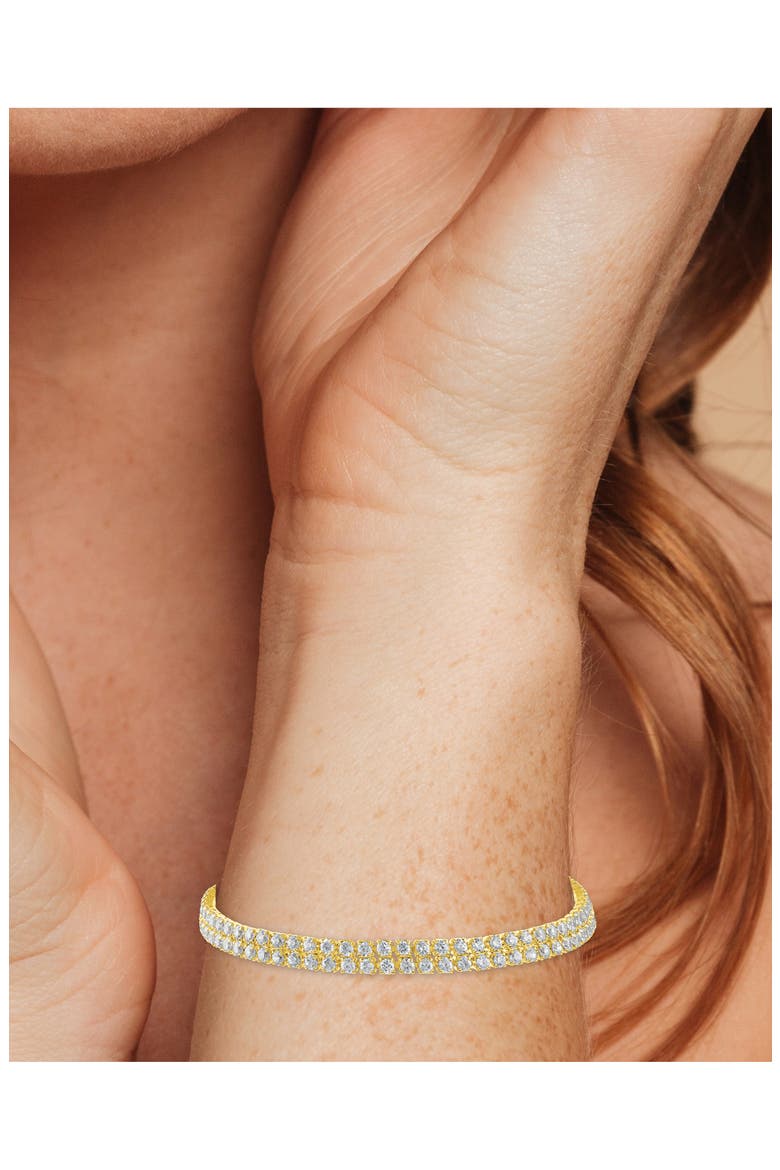 Double Row Flexible Cubic Zirconia Bracelet, Alternate, color, CLEAR/ GOLD