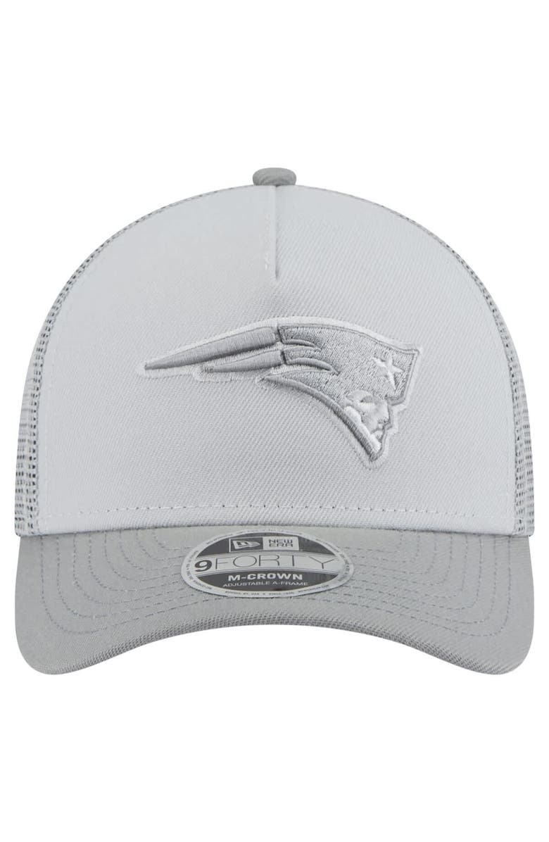 New Era Men's New Era Gray New England Patriots Domain A-Frame Trucker 9FORTY Adjustable Hat, Alternate, color, 