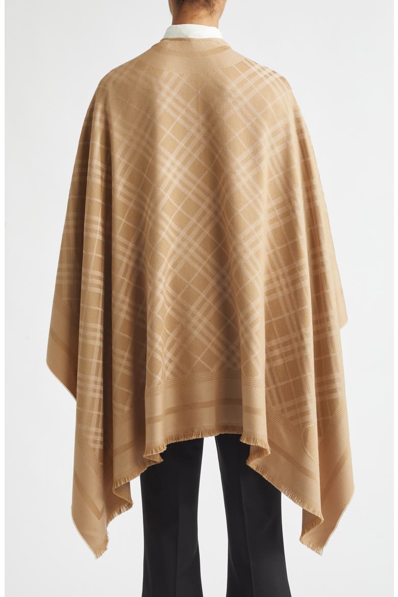 EKD & Check Jacquard Wool & Cashmere Cape, Alternate, color, FINCH BEIGE