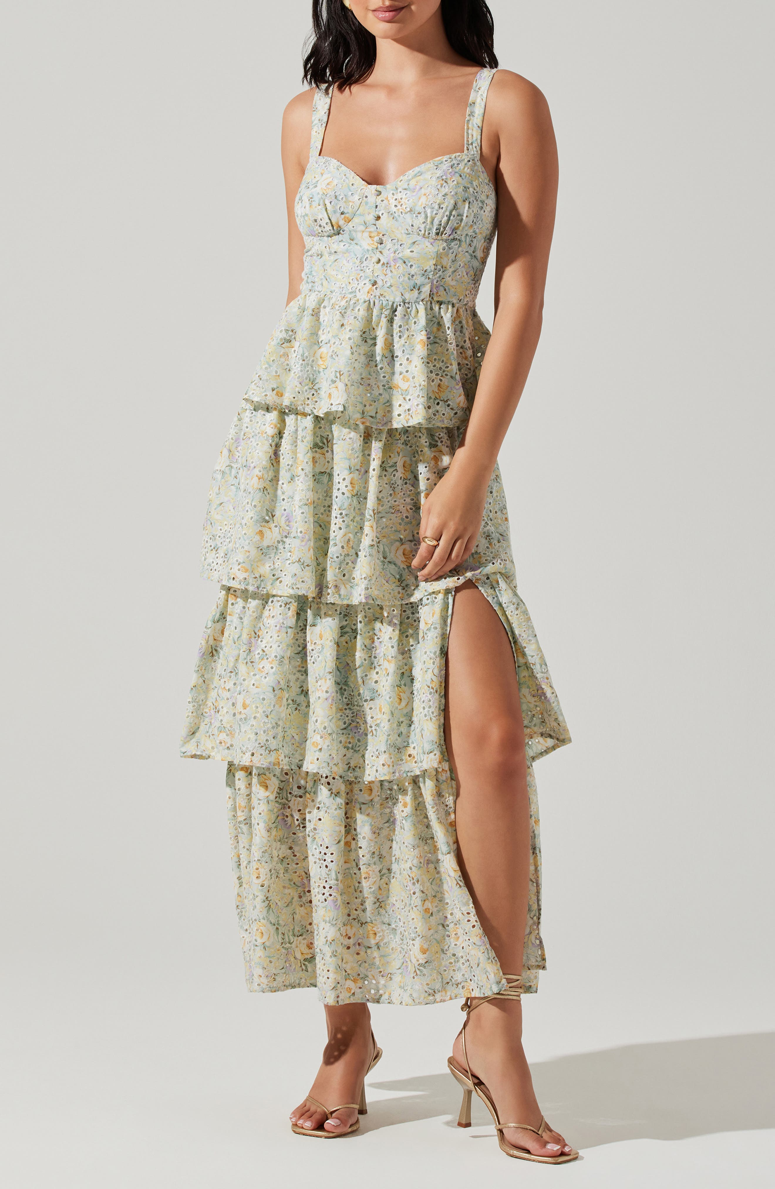 ASTR the Label Midsummer Floral Tiered Cotton Maxi Dress
