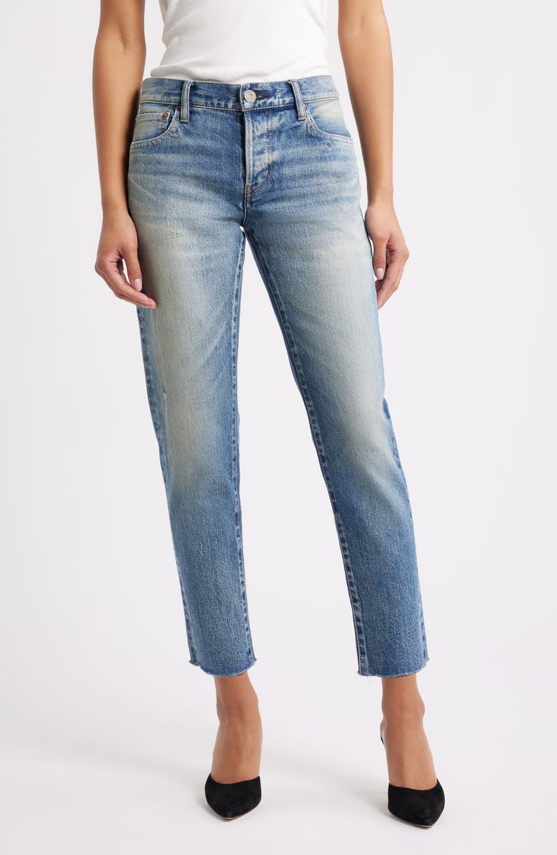 MOUSSY VINTAGE Medfield Tapered Raw Hem Ankle Jeans, Main, color, Light Blue
