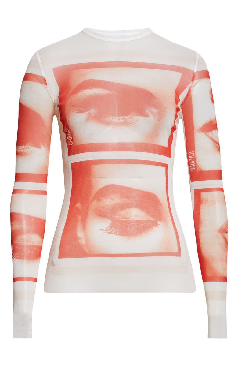 Jean Paul Gaultier Re-Edition Eye Print Mesh T-Shirt, Main, color, White/ Red/ Light Orange