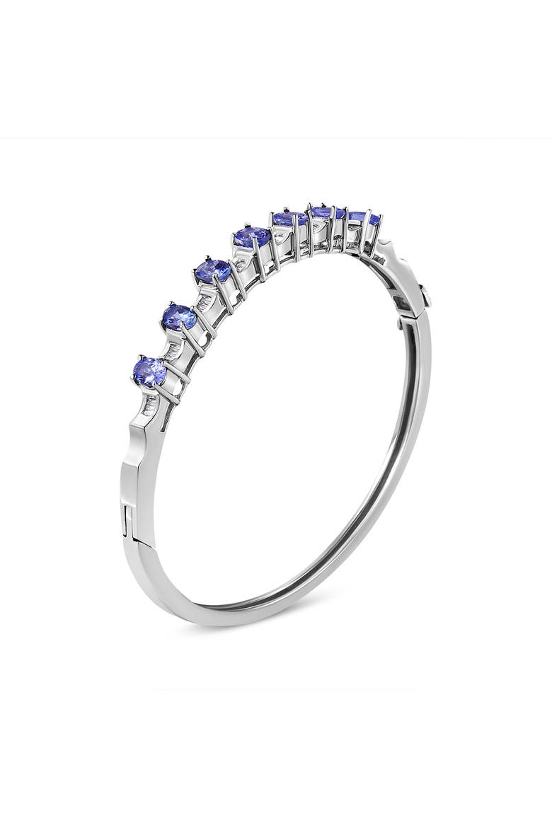 14K White Gold Blue Tanzanite and 1/4 Cttw Diamond Bangle, Alternate, color, White