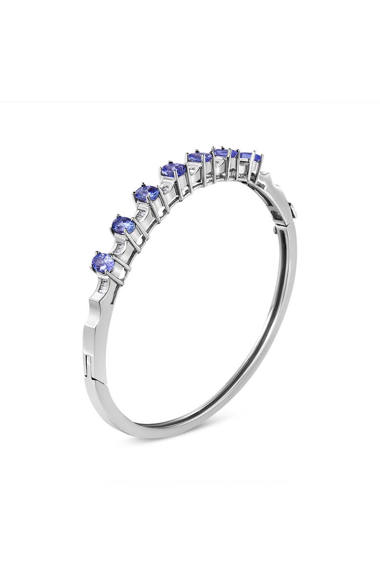 Haus of Brilliance 14K White Gold Blue Tanzanite and 1/4 Cttw Diamond Bangle, Alternate, color, White