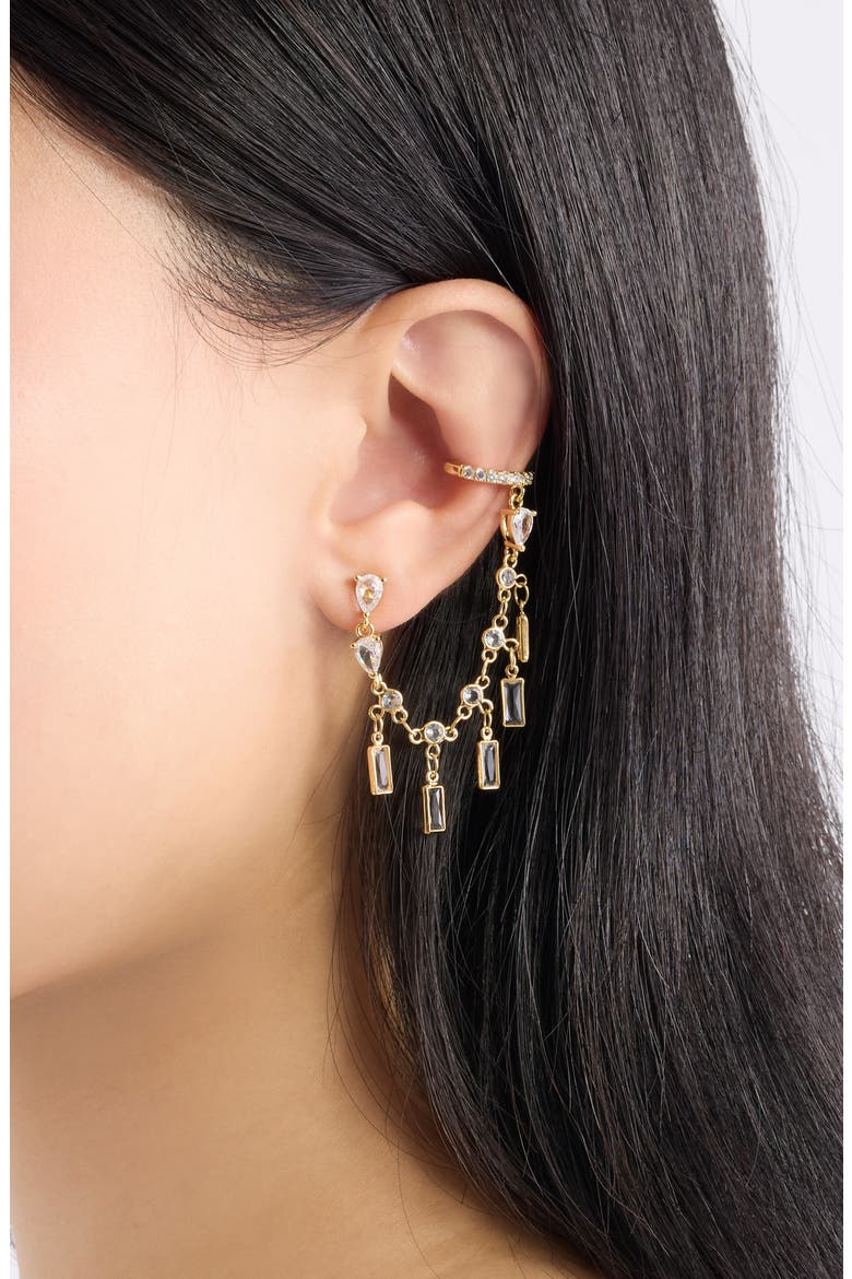 Rhiannon Cubic Zirconia Ear Cuff, Alternate, color, GOLD