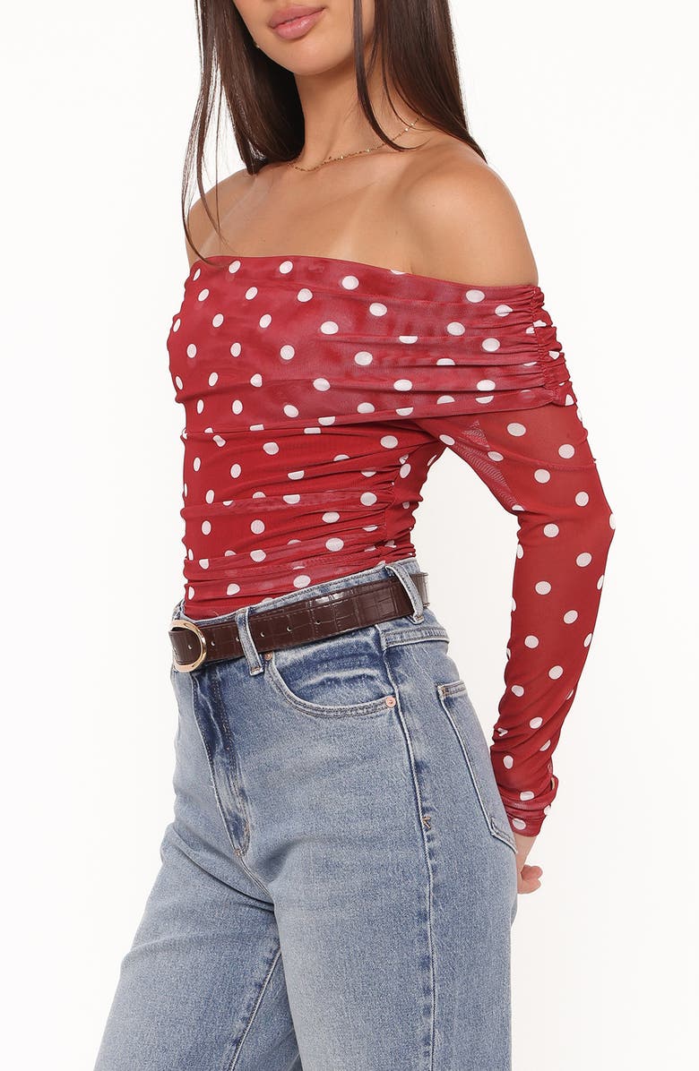 Petal & Pup Caelira Off the Shoulder Top, Alternate, color, Red Polka Dot