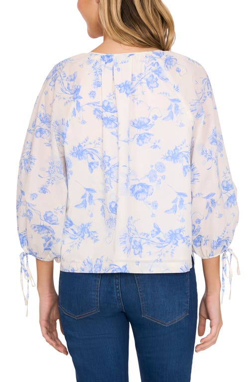 Shop Cece Floral Print Button-up Woven Shirt In New Ivory