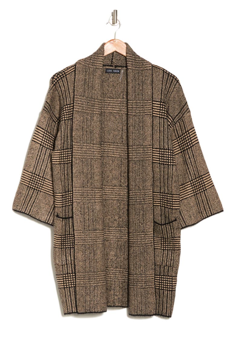 Bob Plaid Cardigan, Alternate, color, CAMEL COMBO