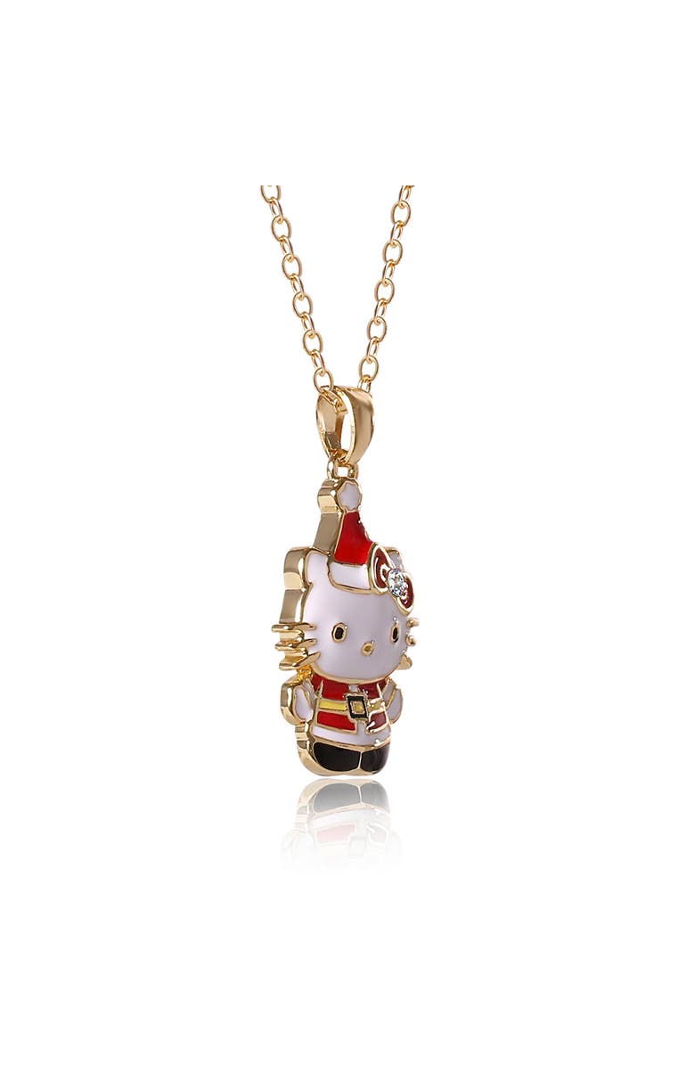 Hello Kitty Christmas Santa Pendant Necklace, Alternate, color, Gold, White, Red