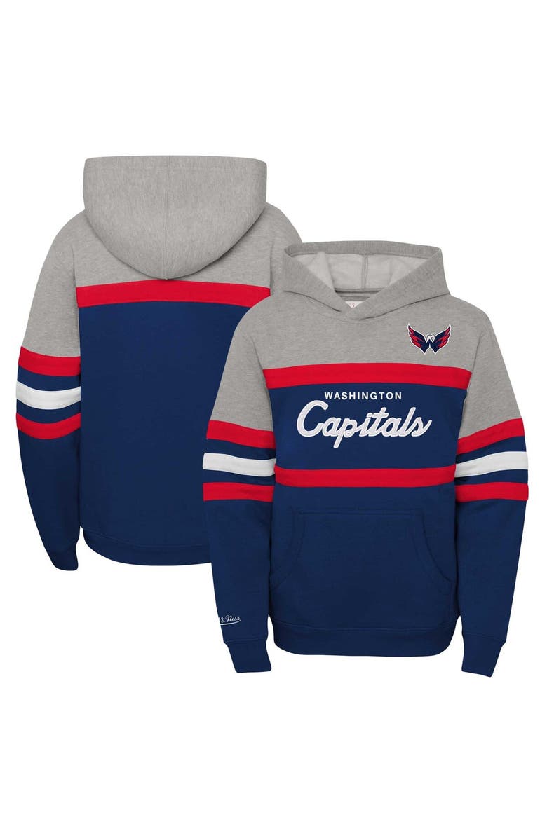 Mitchell & Ness Youth Mitchell & Ness Navy Washington Capitals Head Coach Pullover Hoodie, Alternate, color, Navy