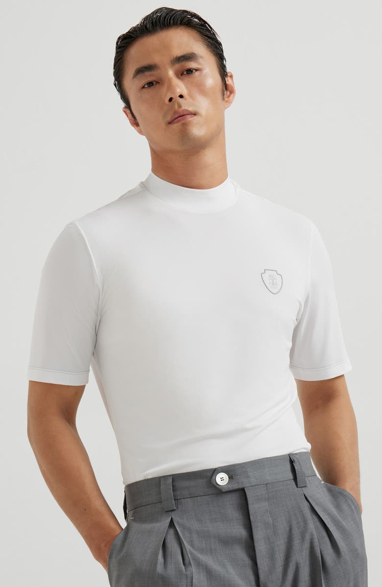 Brunello Cucinelli Piqué T-shirt with logo, Alternate, color, White