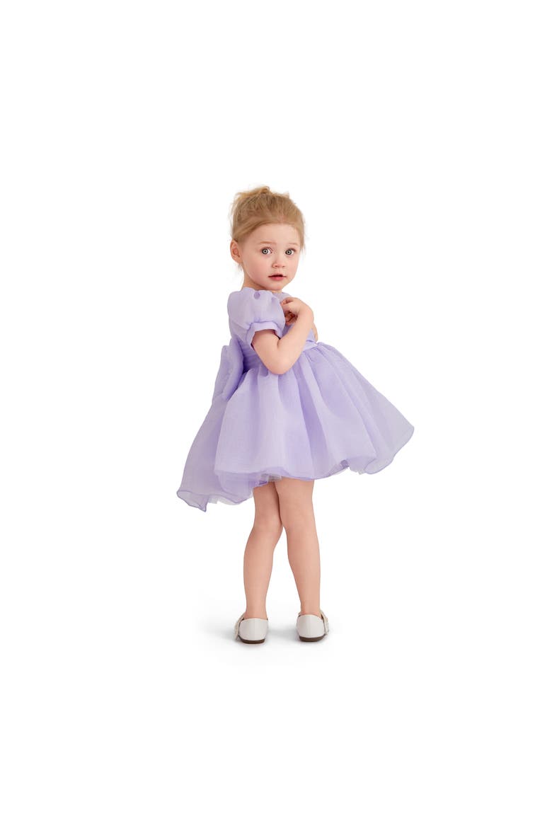 Puff-Sleeve Party Dress, Alternate, color, Purple