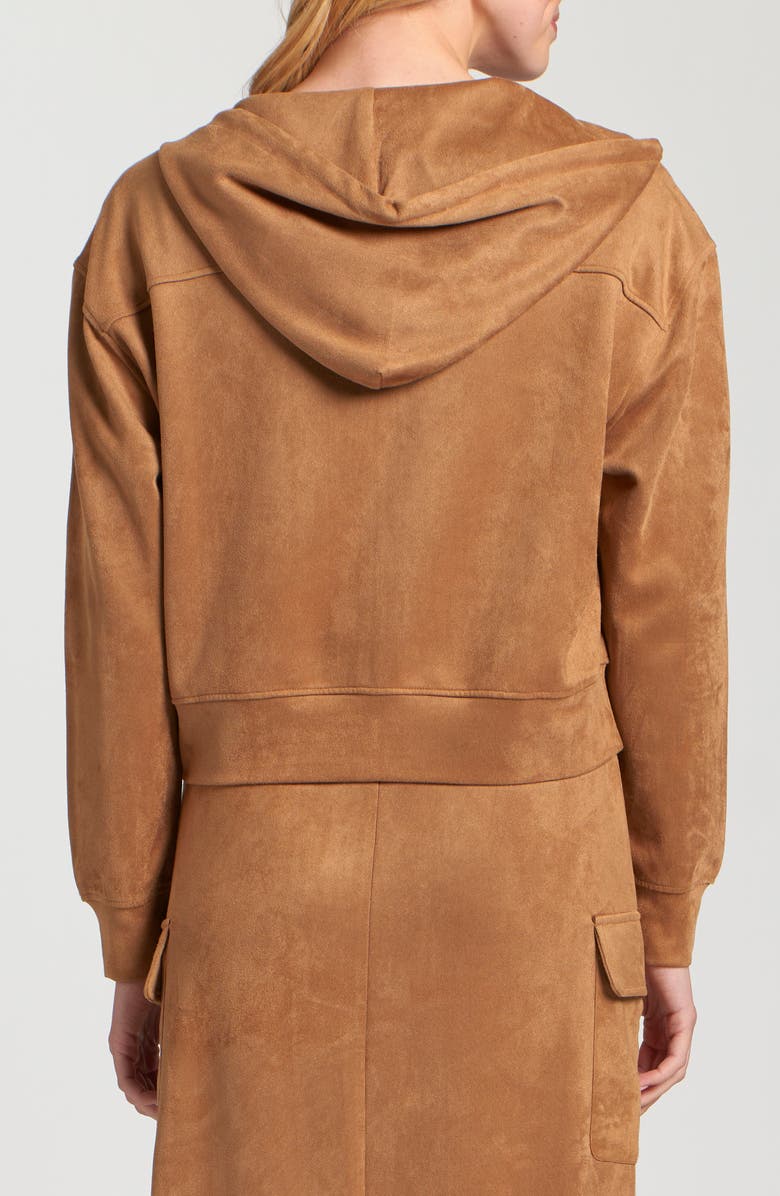 APNY Stretch Faux Suede Hoodie, Alternate, color, Caramel