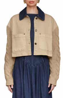 Knit Sleeve Crop Chore Jacket