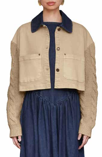 Knit Sleeve Crop Chore Jacket