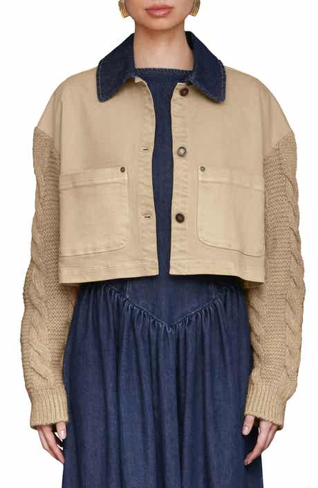 Knit Sleeve Crop Chore Jacket