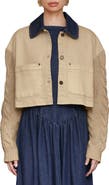 Avec Les Filles Knit Sleeve Crop Chore Jacket