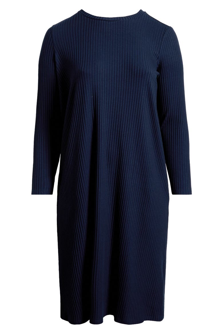 Long Sleeve Rib Dress, Alternate, color, DEEP ADRIATIC