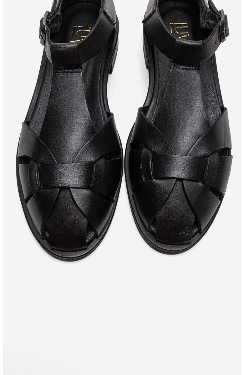 Forever & Always Shoes Dexara Leather Sandal, Alternate, color, Black