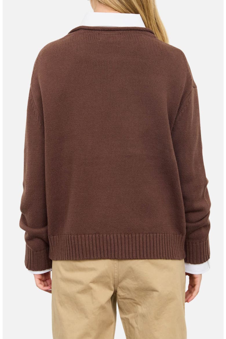 Teddy Bear Cotton Blend Sweater, Alternate, color, BROWN MULTI