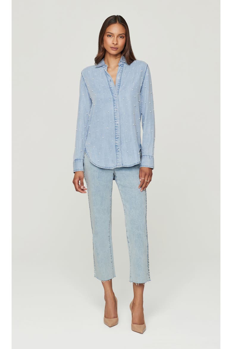 Marcello Pearl Denim Shirt, Alternate, color, Light Blue/Pearl