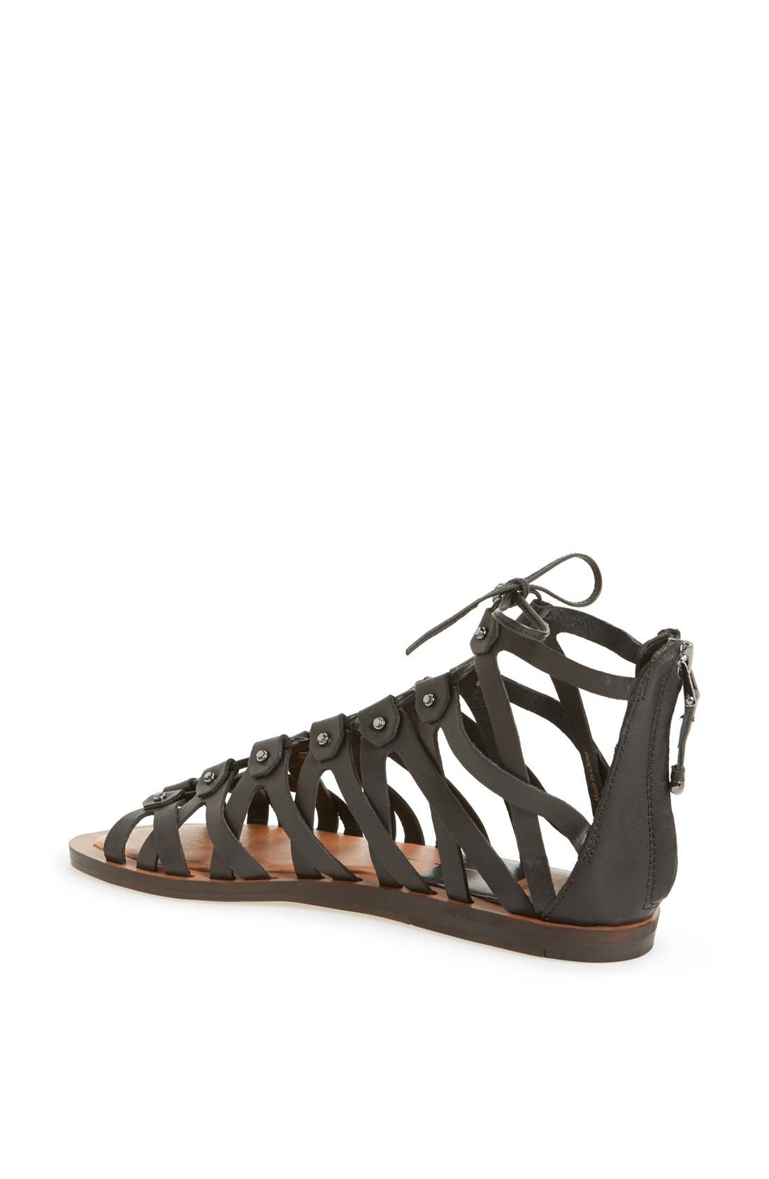 'Fray' Sandal, Alternate, color, BLACK LEATHER