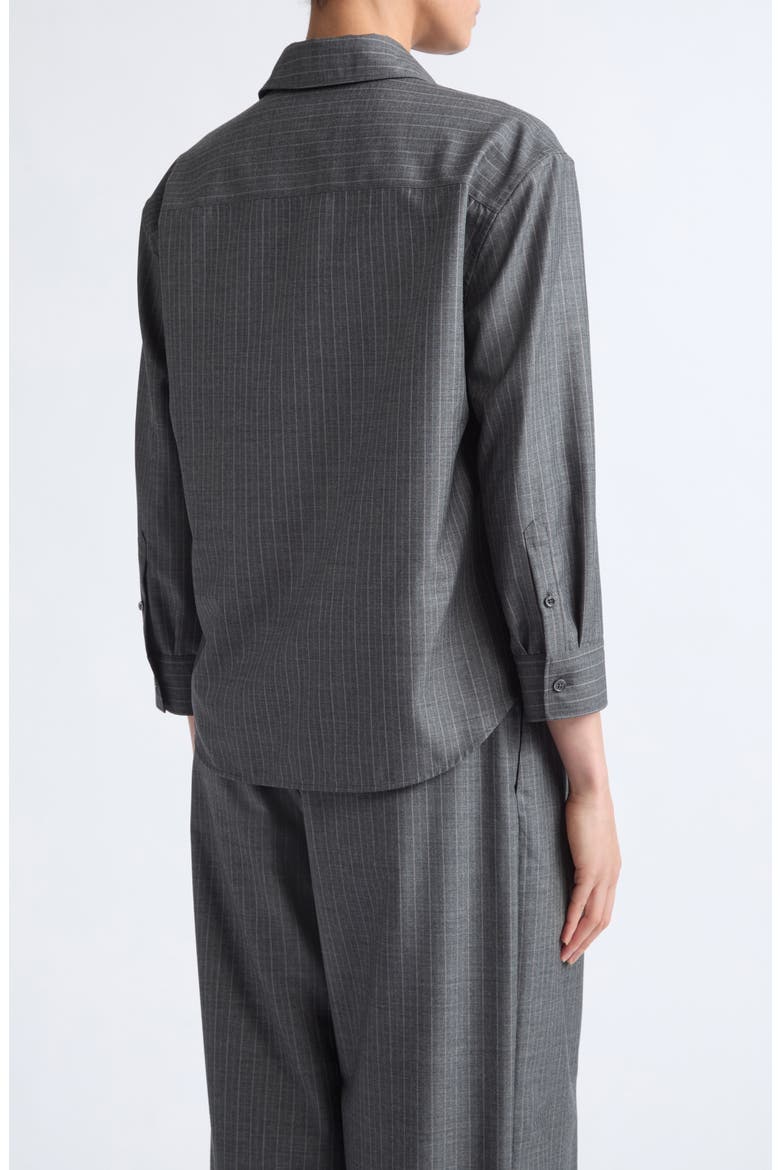 Pinstriped Wool Cropped Boxy Shirt, Alternate, color, KOALA