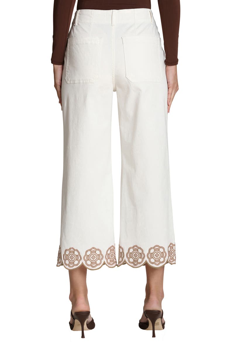 Wide Leg Crop Embroidered Pants, Alternate, color, BONE/ TAN