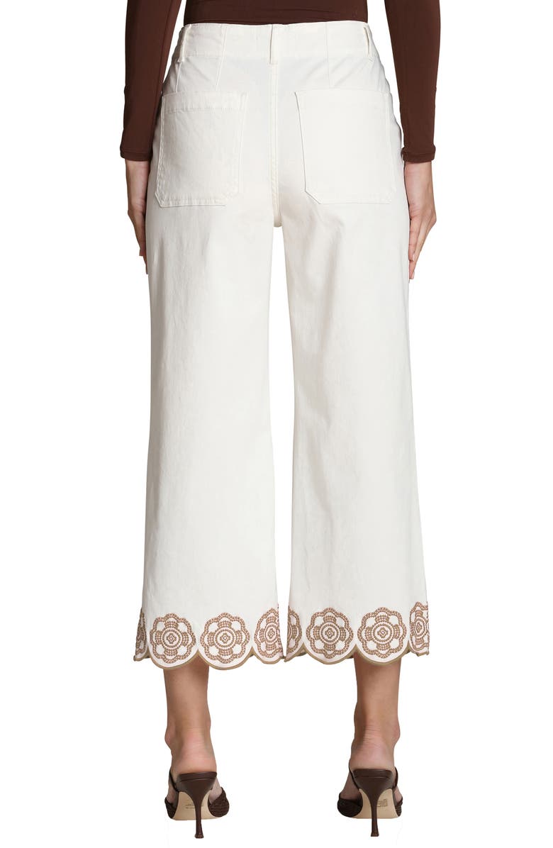 Bagatelle Wide Leg Crop Embroidered Pants, Alternate, color, Bone/ Tan