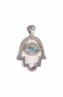 Sterling Silver Mother-of-Pearl & Turquoise Hamsa Pendant