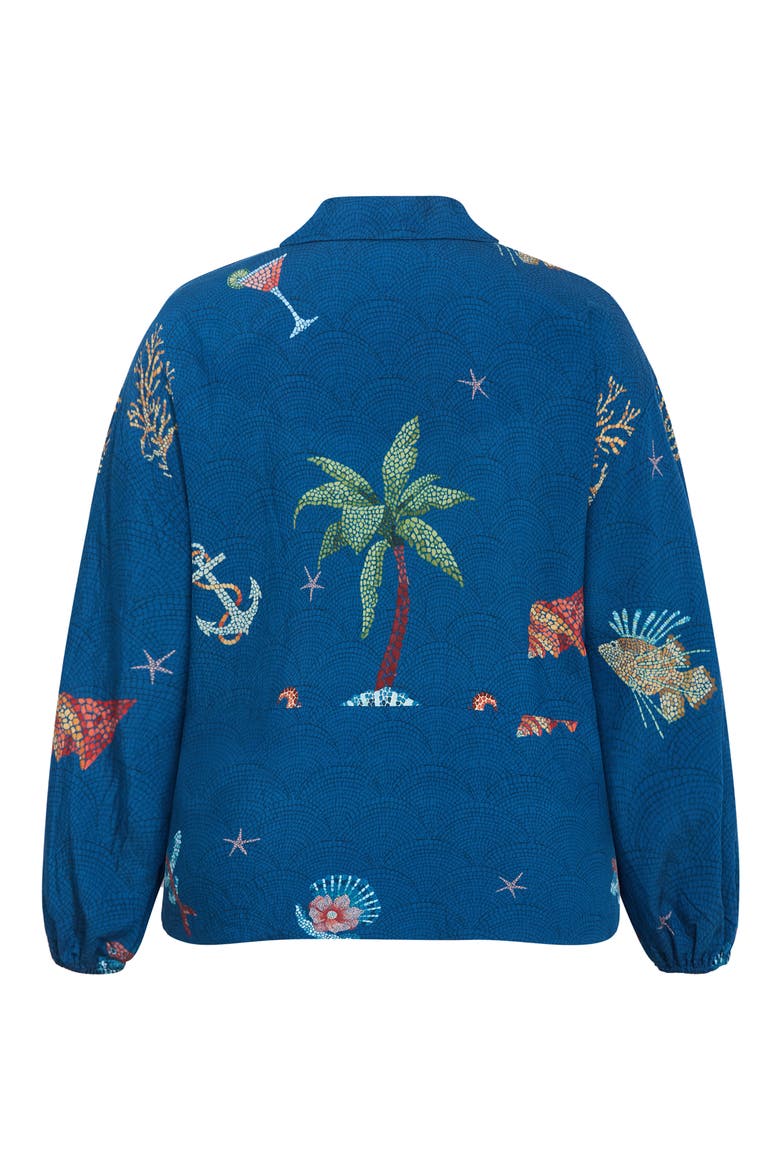 Tia Oversize Tie Front Top, Alternate, color, NAVY SEA BDR