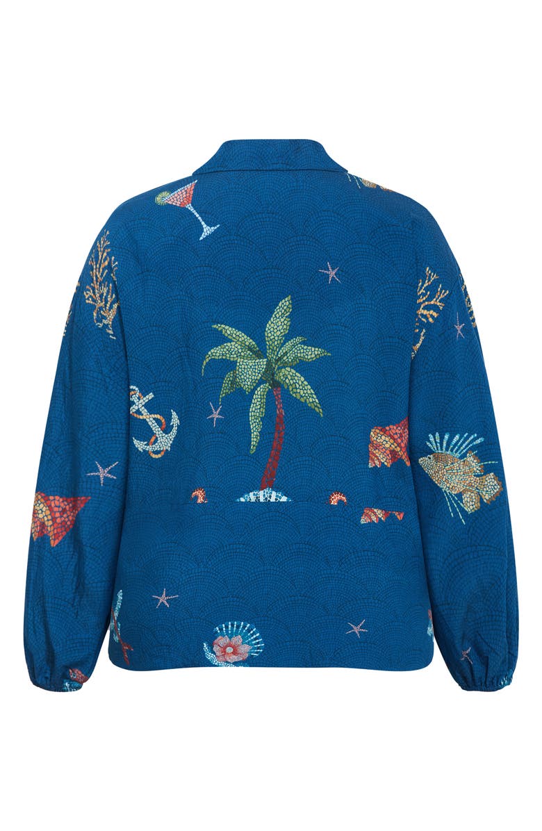 City Chic Tia Oversize Tie Front Top, Alternate, color, Navy Sea Bdr