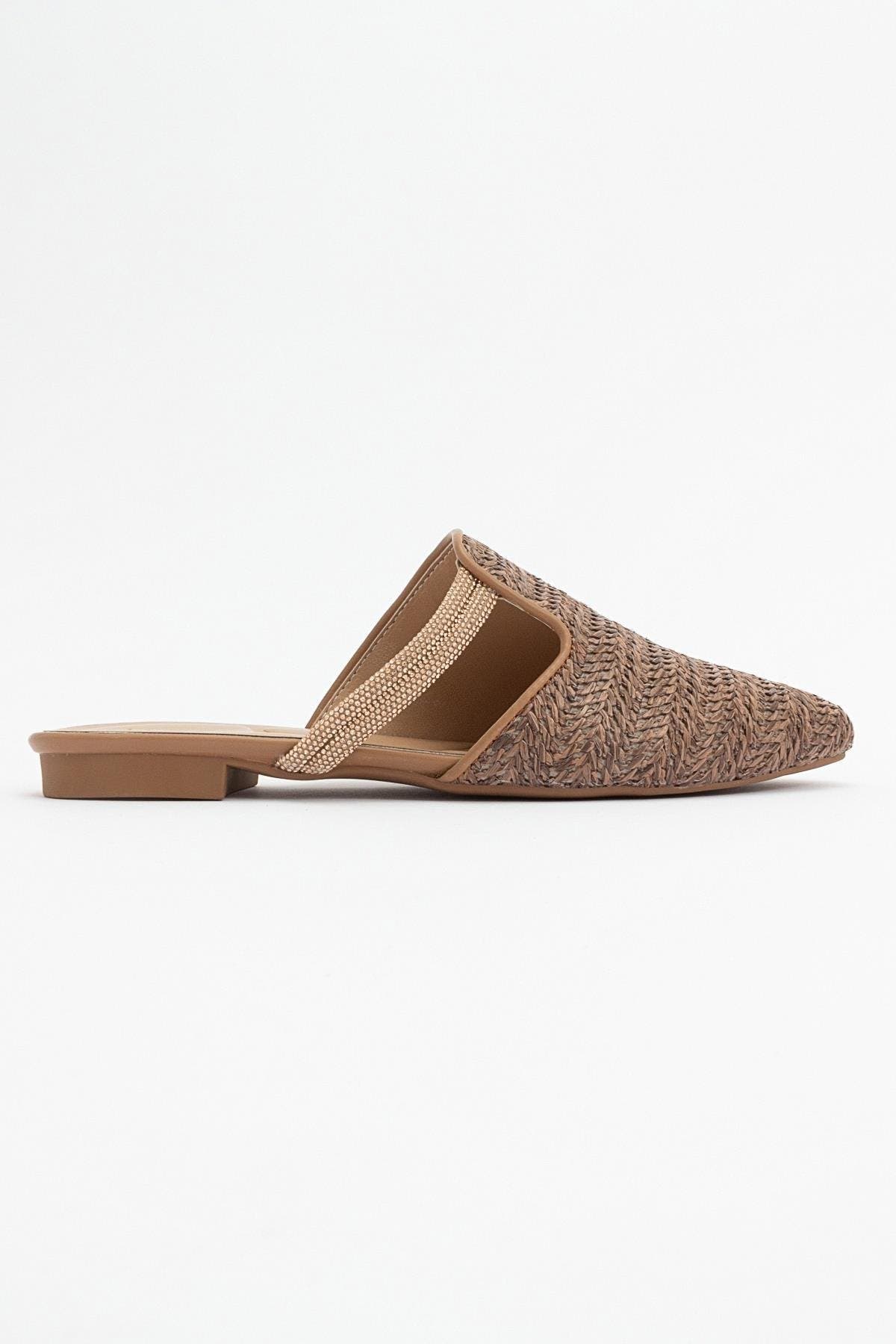 Pesa Woven Slippers, Alternate, color, Brown Faux Leather