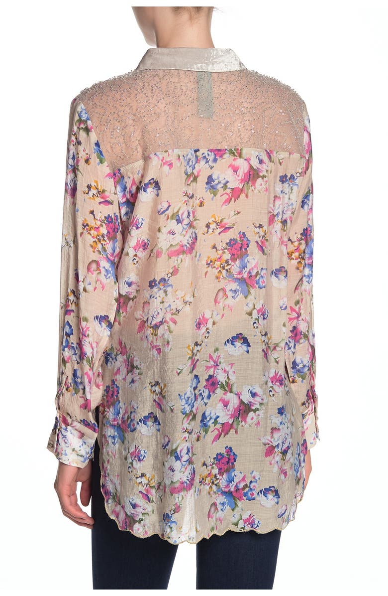 ARATTA Princess Front Button Floral Embroidered Shirt, Alternate, color, 