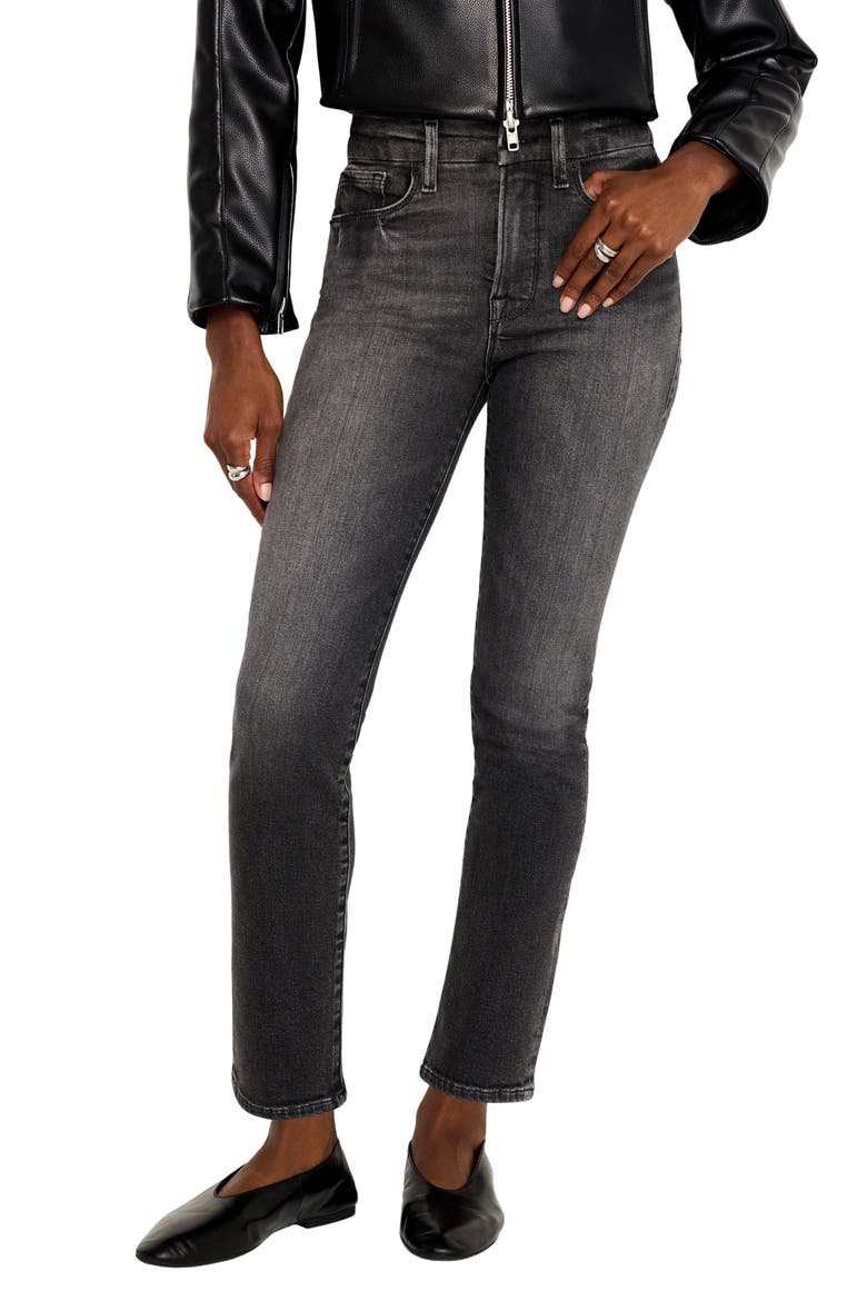 Good Legs Split Pocket Ankle Straight Leg Jeans, Main, color, BLACK266