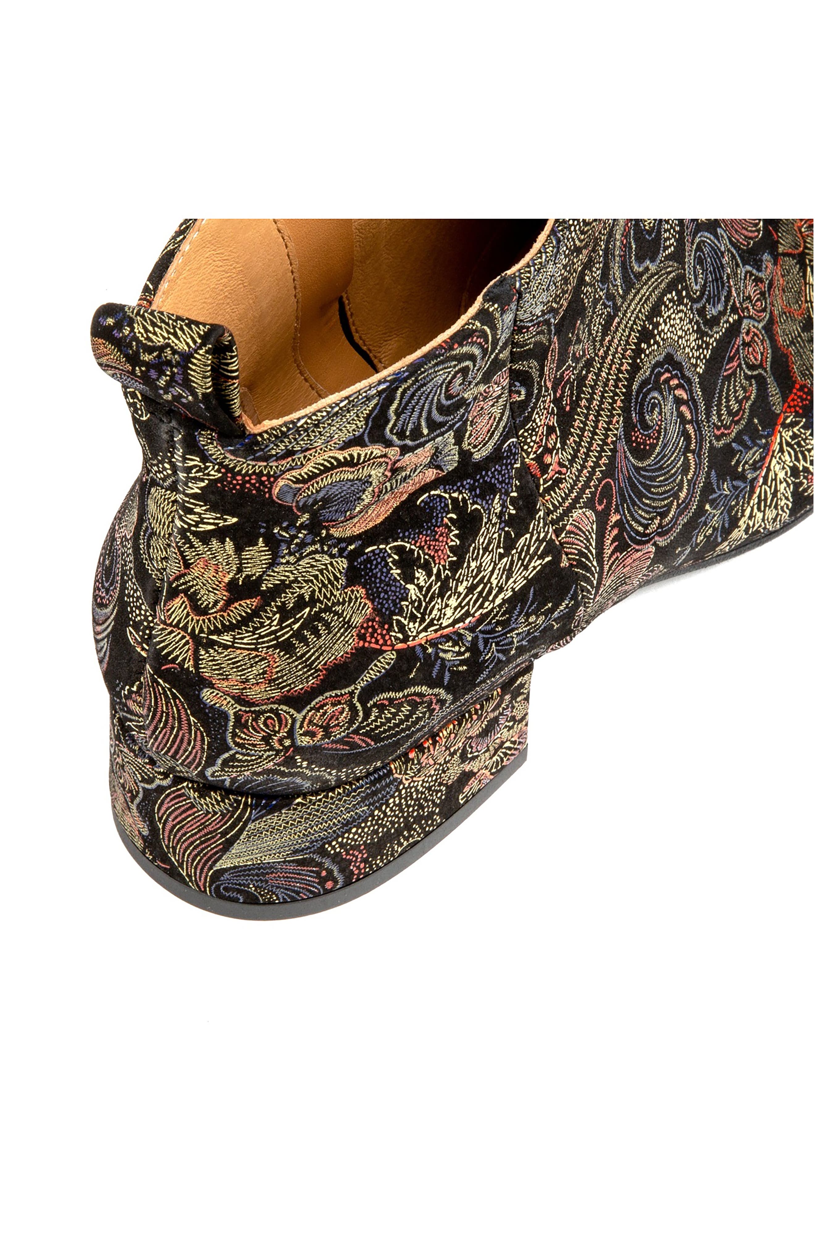 Iris Floral Embroidery Bootie, Alternate, color, BLACK