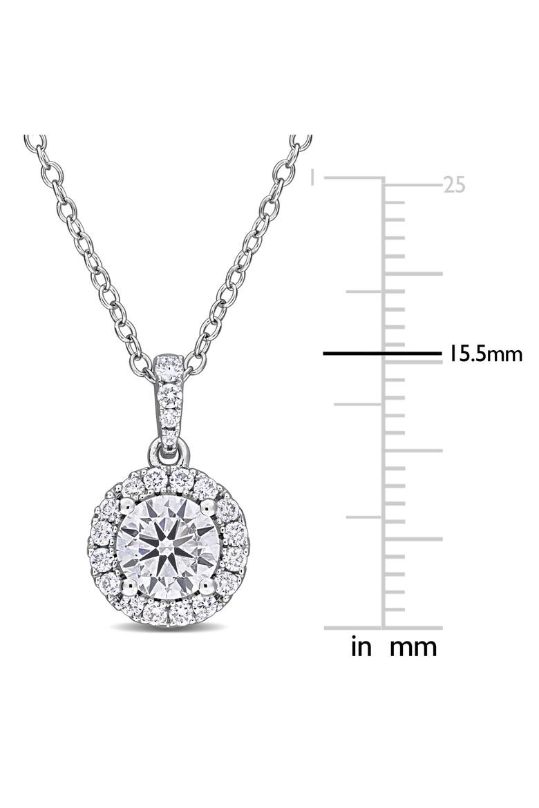 Lab-Grown Diamond Halo Pendant Necklace, Alternate, color, Sterling silver