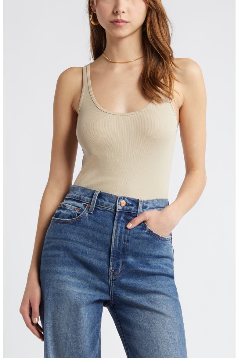 Rib Racerback Tank, Main, color, TAN OXFORD