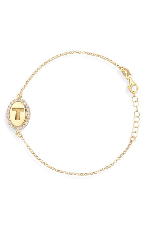 Diamond Initial Disc Bracelet