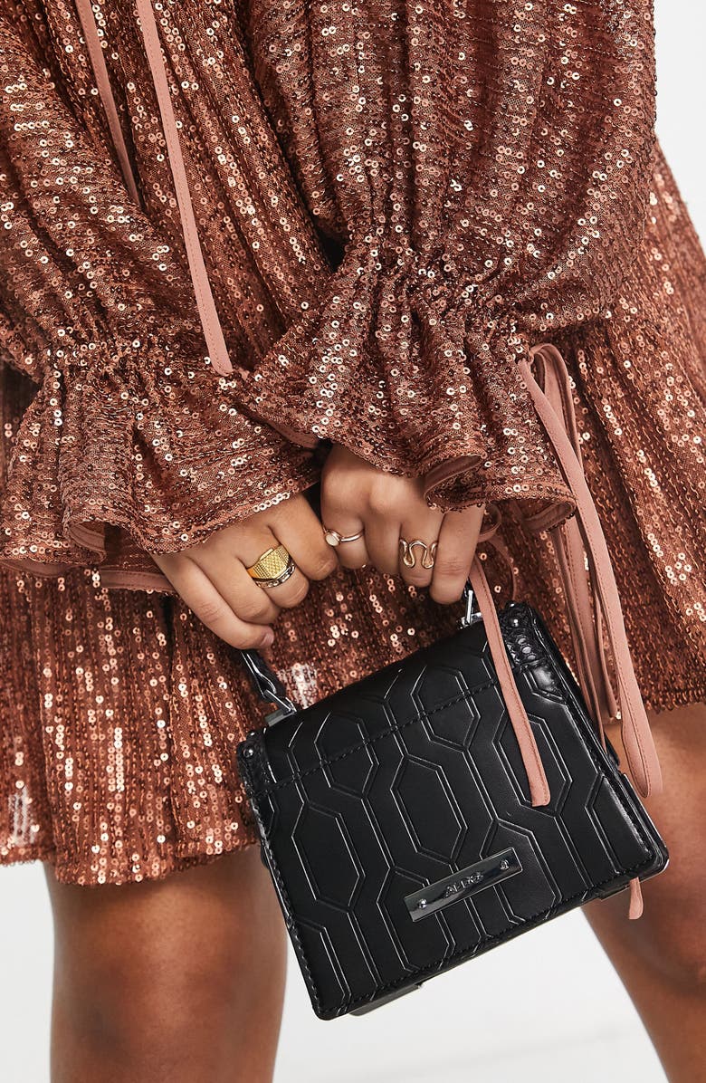 ASOS DESIGN Sequin Long Sleeve Babydoll Minidress, Alternate, color, 