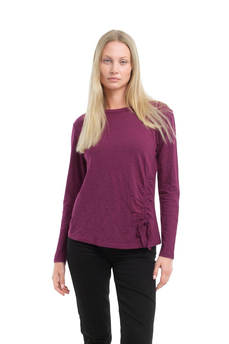 Long Sleeve Ruched Side, Main, color, Magenta Purple