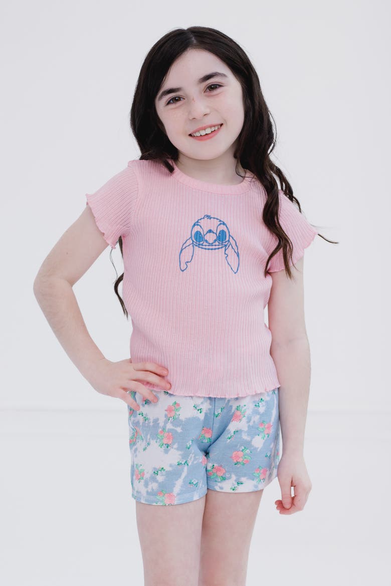 Lilo & Stitch French Terry Sweatshirt Tee and Shorts Set, Alternate, color, Stitch Blue Pink