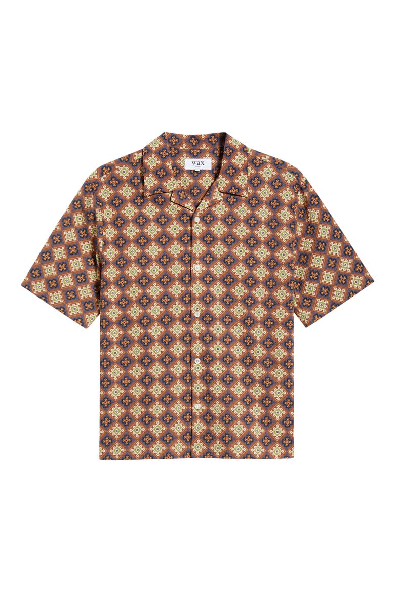 Didcot Cotton Seersucker Camp Shirt, Alternate, color, RUST / MULTI