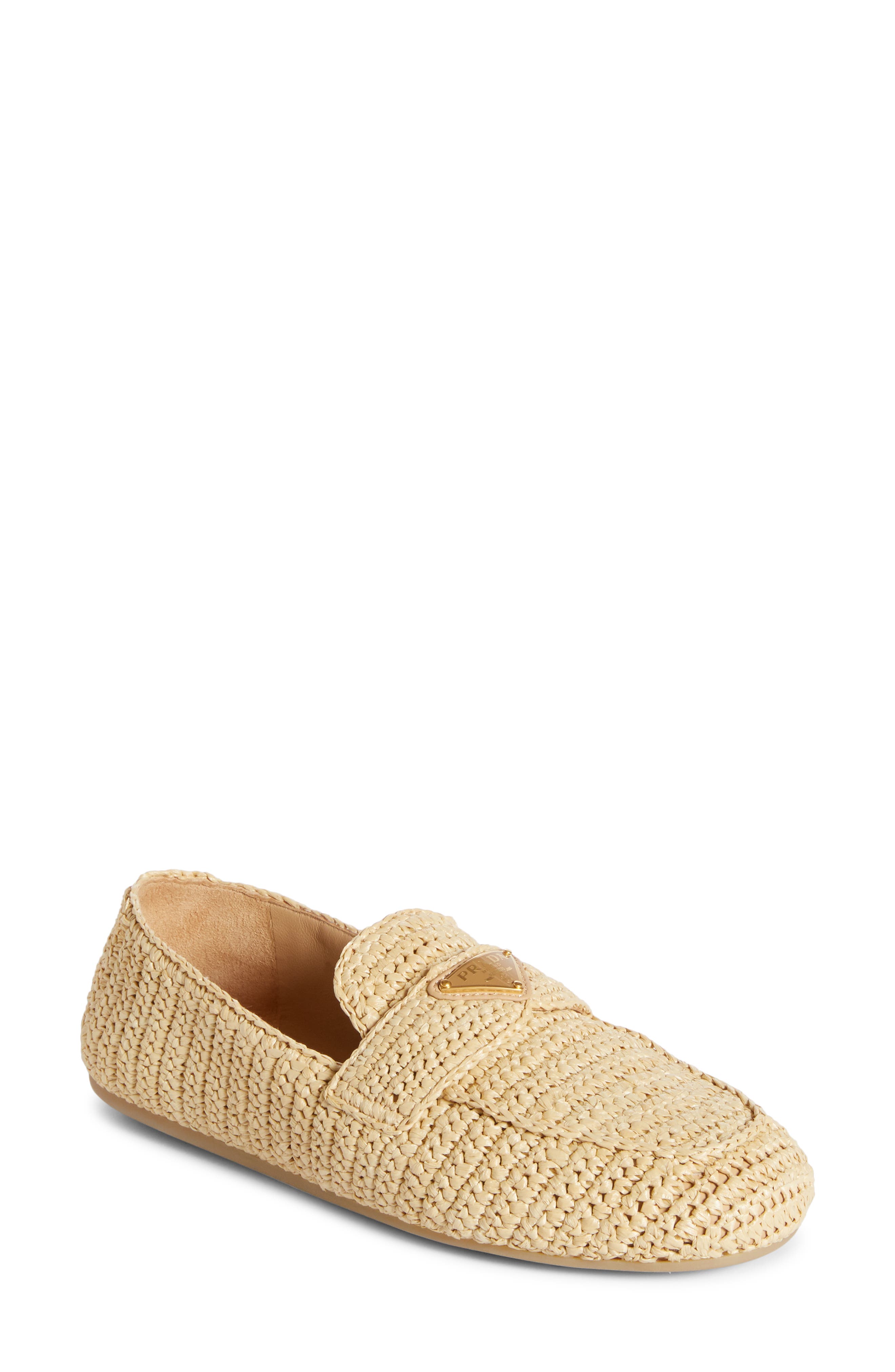 Prada Raffia Espadrille Loafer, Main, color, 