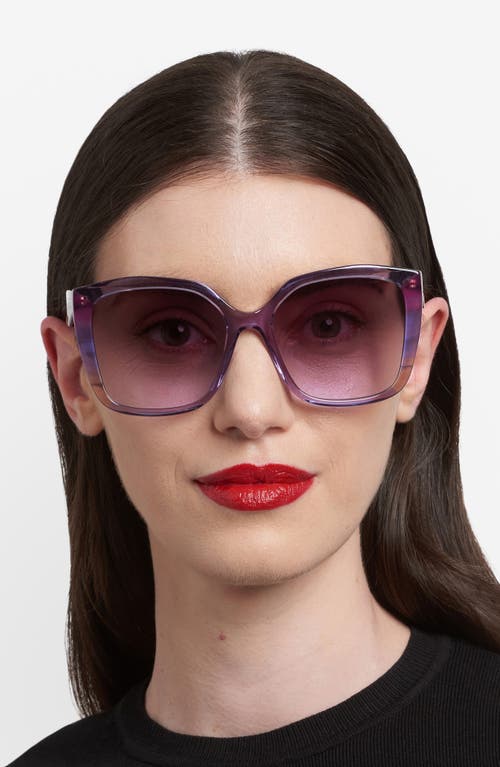 Carolina Herrera Her 57mm Gradient Square Geometric Sunglasses In Gray