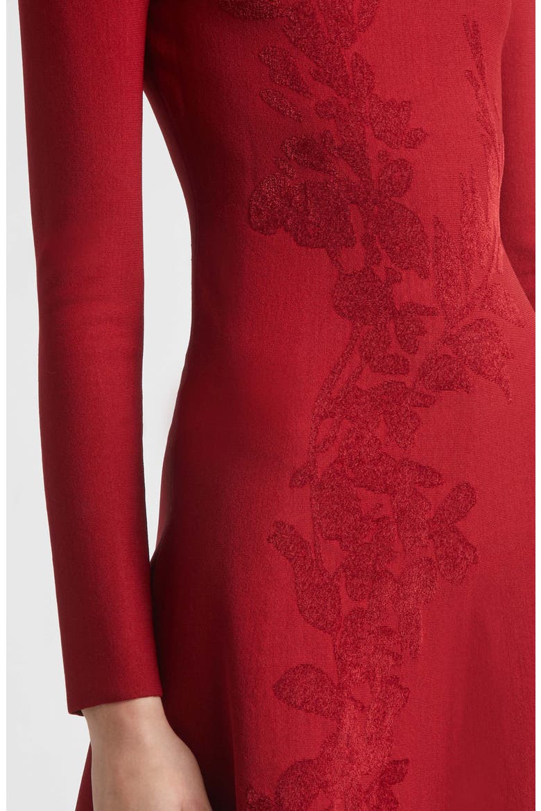 Velvet Jacquard Knit Minidress, Alternate, color, OXBLOOD