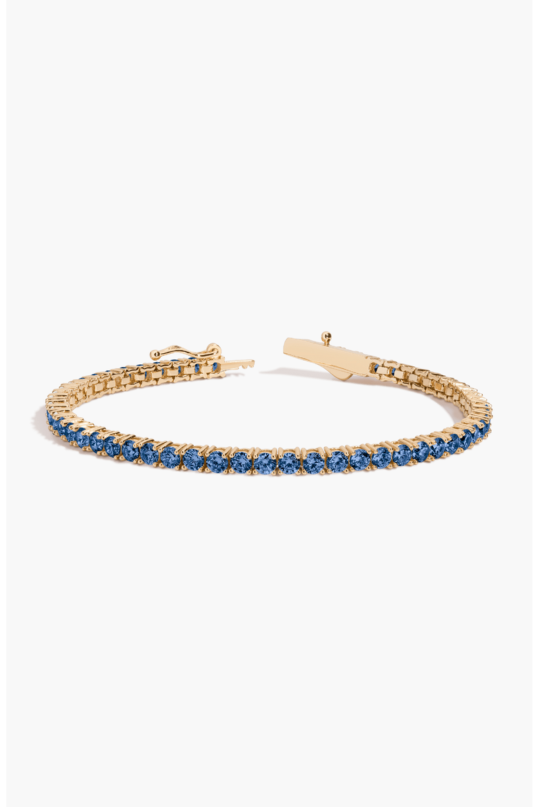 Lab Grown Blue Sapphire Tennis Bracelet - 6ct, Main, color, Yellow Gold Vermeil
